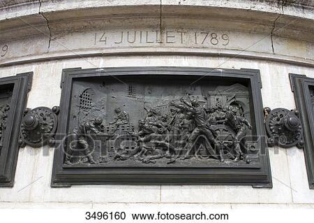 France, Paris, 3rd district, Place de la Republique, bronze bas-relief by Leopold Morice: July, 14, 1789, storming of the Bastille View Large Photo Image Stock Image - France, Paris, 3rd district, Place de la Republique, bronze bas-relief by Leopold Morice: July, 14, 1789, storming of the Bastille. Fotosearch