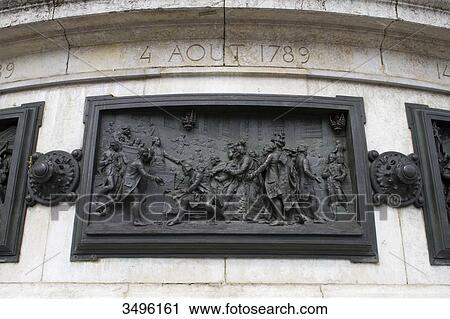 France, Paris, 3rd district, Place de la Republique, bronze bas-relief by Leopold Morice: August, 4th, 1789, abolition of the feudal system and the privileges View Large Photo Image Stock Image - France, Paris, 3rd district, Place de la Republique, bronze bas-relief by Leopold Morice: August, 4th, 1789, abolition of the feudal system and the privileges. Fotosearch