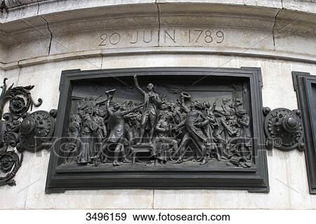France, Paris, 3rd district, Place de la Republique, bronze bas-relief by Leopold Morice: June, 20th, 1789, Tennis Court Oath View Large Photo Image Stock Photo - France, Paris, 3rd district, Place de la Republique, bronze bas-relief by Leopold Morice: June, 20th, 1789, Tennis Court Oath. Fotosearch