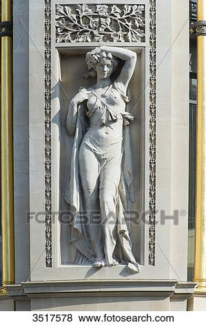 France. Paris 9th district. Statue decorating the facade of the department store Au Printemps View Large Photo Image Stock Photo - France. Paris 9th district. Statue decorating the facade of the department store Au Printemps. Fotosearch