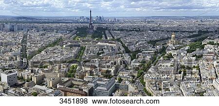 France, Paris, aerial and panoramic view of Paris, Eiffel Tower in front of the towers of La Dfense. On the right-hand: Les Invalides and its golden dome View Large Photo Image Stock Photo - France, Paris, aerial and panoramic view of Paris, Eiffel Tower in front of the towers of La Dfense. On the right-hand: Les Invalides and its golden dome. Fotosearch