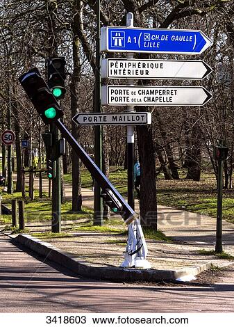 France, Paris, Bois de Boulogne, traffic light hit by a car View Large Photo Image Stock Image - France, Paris, Bois de Boulogne, traffic light hit by a car. Fotosearch