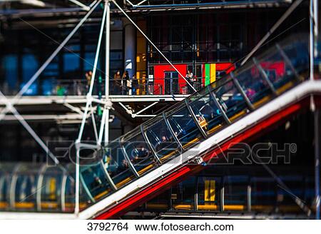 France, Paris, escalator of the Georges Pompidou center View Large Photo Image Picture - France, Paris, escalator of the Georges Pompidou center. Fotosearch