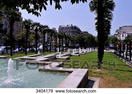 Stock Photo - France, Paris, golden gate at the entrance of the Bois de Vincennes, Fontaine de la Porte Dore, Square des Anciens-Combattants-d'Indochine. Fotosearch