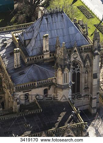 Stock Image - France, Paris, Notre-Dame Cathedral, building restorated by the architect Viollet-le-Duc. Fotosearch