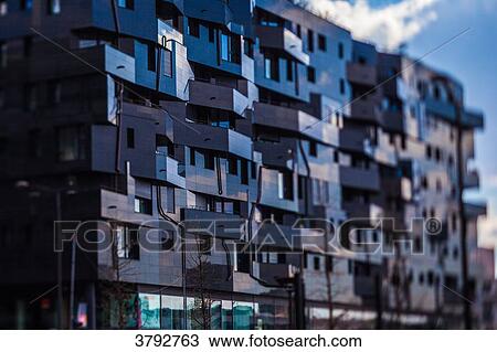 Stock Image - France, Paris, recent buiding in the grande biblioteque district. Fotosearch