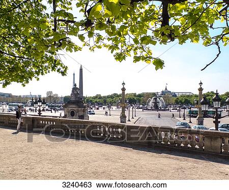 Stock Image - France, Paris, terrace of the Tuileries Garden leading to the Place de la Concorde. Fotosearch