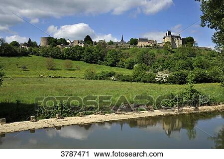 France, Pays de la Loire region, Mayenne department, medieval village of Sainte-Suzanne, castle and ramparts, river in the foreground. View Large Photo Image Stock Image - France, Pays de la Loire region, Mayenne department, medieval village of Sainte-Suzanne, castle and ramparts, river in the foreground.. Fotosearch