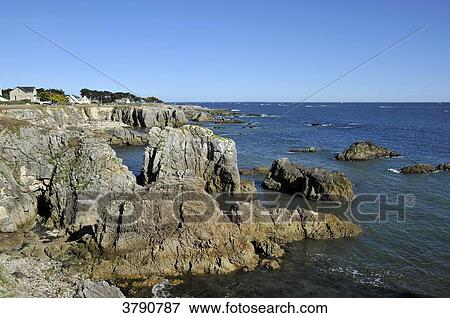 France, Pays de la Loire region, Loire-Atlantique department, wild coast at Le Pouliguen on Atlantic coast. View Large Photo Image Stock Photo - France, Pays de la Loire region, Loire-Atlantique department, wild coast at Le Pouliguen on Atlantic coast.. Fotosearch
