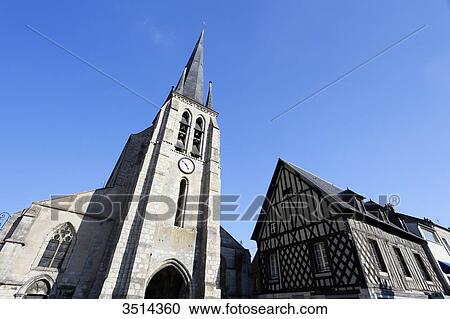 France, Seine et Marne. Nemours. City center. Saint Jean Baptiste Church. View Large Photo Image Stock Image - France, Seine et Marne. Nemours. City center. Saint Jean Baptiste Church.. Fotosearch