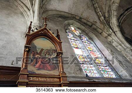 France, Seine et Marne. Nemours. City center. Saint Jean Baptiste church. Painting of the Stations of the Cross. View Large Photo Image Stock Image - France, Seine et Marne. Nemours. City center. Saint Jean Baptiste church. Painting of the Stations of the Cross.. Fotosearch