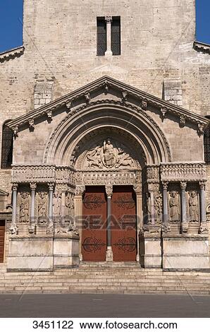 France, South-Eastern France, Arles, Church of Saint Trophime, sculpted Romanesque southern portal View Large Photo Image Stock Image - France, South-Eastern France, Arles, Church of Saint Trophime, sculpted Romanesque southern portal. Fotosearch