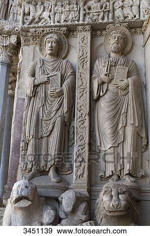 Stock Photo - France, South-Eastern France, Arles, Church of Saint Trophime, St John the Evangelist and St Peter. Fotosearch
