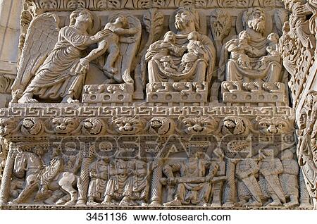 France, South-Eastern France, Arles, Church of Saint Trophime, sculpted Romanesque southern portal View Large Photo Image Stock Photograph - France, South-Eastern France, Arles, Church of Saint Trophime, sculpted Romanesque southern portal. Fotosearch