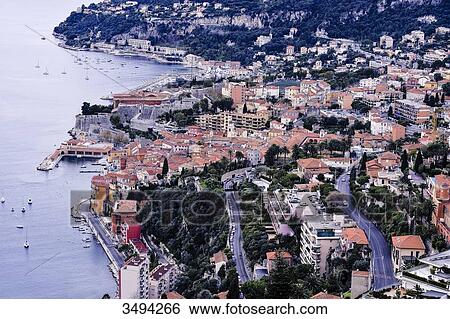 Stock Photograph - France, South-Eastern France, Massif des Maures and Massif de l'Esterel, Beaulieu, former fishing village, now resort tand tourist city, aerial photo. Fotosearch