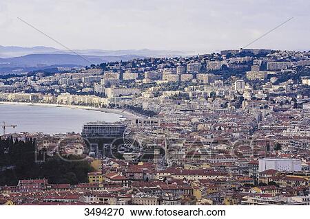 France, South-Eastern France, Nice, aerial view of the town, hills of Cimiez, urban panorama, Baie des Anges View Large Photo Image Stock Image - France, South-Eastern France, Nice, aerial view of the town, hills of Cimiez, urban panorama, Baie des Anges. Fotosearch
