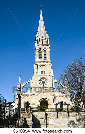 Picture - France, suburbs of Paris, Saint Cloud, church in the city center. Fotosearch