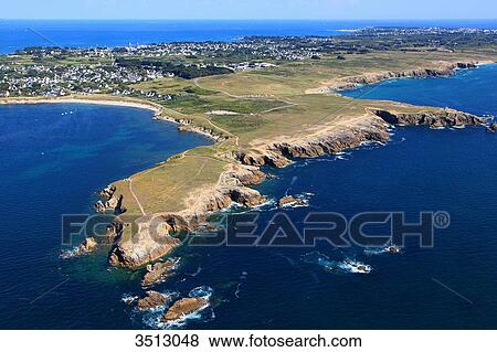 France, Western France, aerial view of Quiberon peninsula. Wild coast. View Large Photo Image Stock Photo - France, Western France, aerial view of Quiberon peninsula. Wild coast.. Fotosearch
