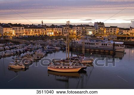 Stock Image - France, Western France, Yeu island, Port-Joinville.. Fotosearch