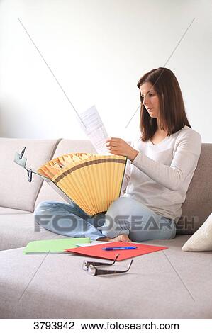 France, woman and invoices. View Large Photo Image Stock Image - France, woman and invoices.. Fotosearch