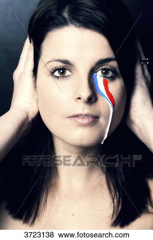 France, woman, tear with the colors of the French flag. View Large Photo Image Stock Photo - France, woman, tear with the colors of the French flag.. Fotosearch