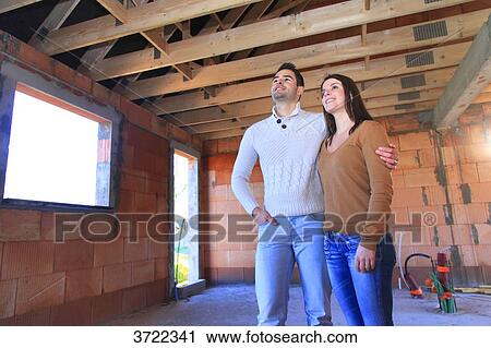 France, young person couples and house in construction. View Large Photo Image Stock Image - France, young person couples and house in construction.. Fotosearch