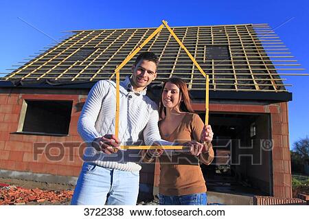 France, young person couples and house in construction. View Large Photo Image Stock Photo - France, young person couples and house in construction.. Fotosearch