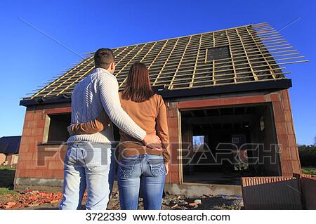 France, young person couples and house in construction. View Large Photo Image Stock Photo - France, young person couples and house in construction.. Fotosearch