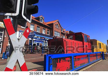 Germany, Lower Saxony. Borkum Island. Railway station in the middle of the town. View Large Photo Image Picture - Germany, Lower Saxony. Borkum Island. Railway station in the middle of the town.. Fotosearch
