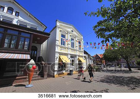 Germany, Lower Saxony. Borkum Island. Pedestrian area in the city center View Large Photo Image Stock Image - Germany, Lower Saxony. Borkum Island. Pedestrian area in the city center. Fotosearch