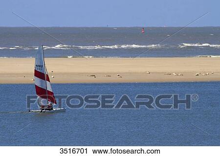 Stock Image - Germany, Lower Saxony. Borkum Island. The beach.. Fotosearch