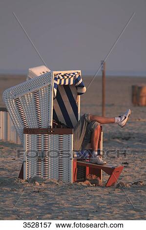 Stock Photo - Germany, Nordfriesland, Schleswig-Holstein, Sankt Peter Ording or St Peter Ording is the biggest seaside resort in Germany.. Fotosearch