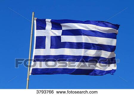Greece flag in blue sky. View Large Photo Image Stock Photograph - Greece flag in blue sky.. Fotosearch