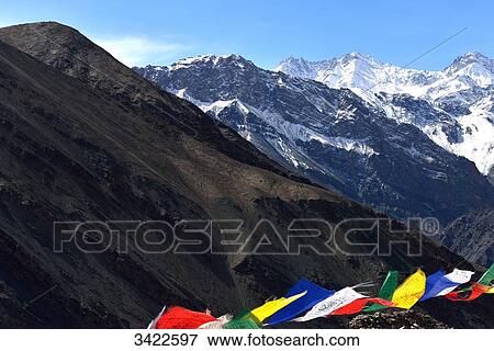 Stock Photo - India, Ladakh, Indian State Jammu and Kashmir, mountain landscape in the region of Temisgam, relief and erosion. Fotosearch