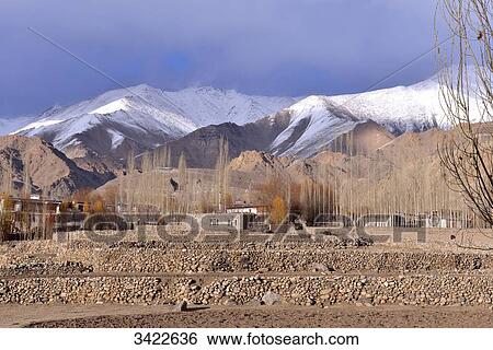 India, Ladakh, Indian State Jammu and Kashmir, Himalayan mountain ranges surrounding the city of Leh View Large Photo Image Stock Photograph - India, Ladakh, Indian State Jammu and Kashmir, Himalayan mountain ranges surrounding the city of Leh. Fotosearch