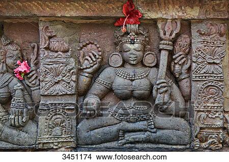 Picture - India, Orissa, Bhubaneswar, Parsurameswara temple, 7th Century, bas-relief. Fotosearch