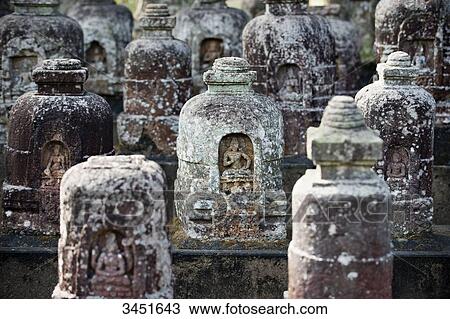 Stock Image - India, Orissa, Jajupur district, Ratnagiri, 1st monastery, votive stupas. Fotosearch