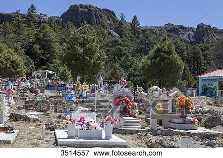 Stock Photo - Mexico, Chihuahua State, Sierra Tarahumara, Indian cemetery, Creel. Fotosearch