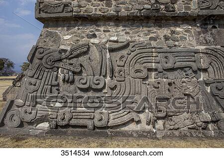 Mexico, Morelos State, Pre-Columbian site, The Feathered Serpents pyramid, detail of bas-reliefs of Xochicalco, Unesco World Heritage View Large Photo Image Picture - Mexico, Morelos State, Pre-Columbian site, The Feathered Serpents pyramid, detail of bas-reliefs of Xochicalco, Unesco World Heritage. Fotosearch