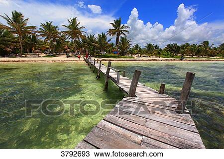 Stock Image - Mexico, Quintana Roo. Costa Maya. Mahahual. Beach.. Fotosearch