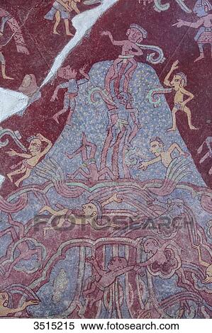 Stock Photography - Mexico, State of Mexico, Teotihuacan archaeological pre-Columbian 200 BC, a UNESCO World Heritage Site. Frescoes of the Palacio de Tepantitla. Fotosearch