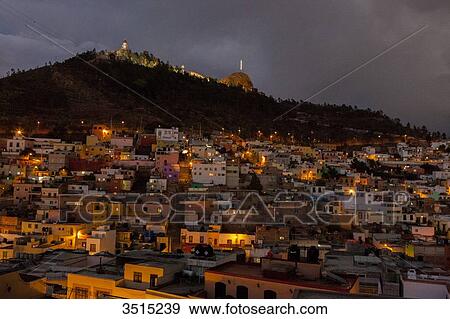 Mexico, State of Zacatecas, general view by night, Cerro de la Bufa View Large Photo Image Stock Photo - Mexico, State of Zacatecas, general view by night, Cerro de la Bufa. Fotosearch