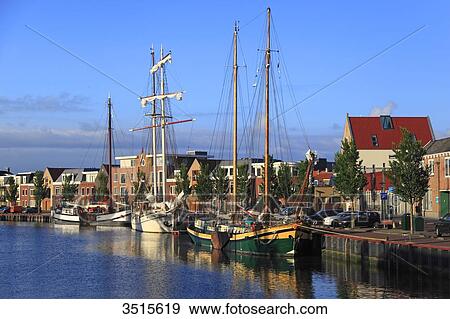 Netherlands, Friesland. Harlingen. The harbour. View Large Photo Image Stock Photo - Netherlands, Friesland. Harlingen. The harbour.. Fotosearch