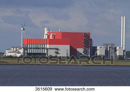 Stock Photo - Netherlands, Groningen province, Delfzijl. Power plant of the German group E. ON. Fotosearch