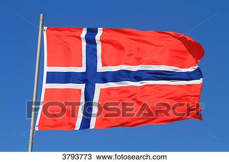 Norwegian flag in blue sky. View Large Photo Image Stock Image - Norwegian flag in blue sky.. Fotosearch
