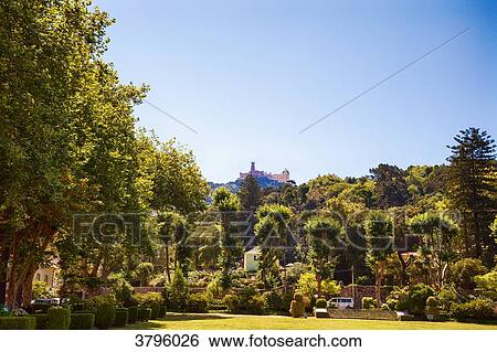 Pena National Palace from the garden of Tivoli Seteais Palace, Sintra, Lisbon area, Portugal View Large Photo Image Stock Photograph - Pena National Palace from the garden of Tivoli Seteais Palace, Sintra, Lisbon area, Portugal. Fotosearch