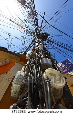 Philippines, Boracay Island. Electricity cables. View Large Photo Image Stock Image - Philippines, Boracay Island. Electricity cables.. Fotosearch