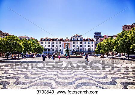 Place Dom Pedro IV, Rossio Square, Lisbon, Portugal. View Large Photo Image Stock Photo - Place Dom Pedro IV, Rossio Square, Lisbon, Portugal.. Fotosearch