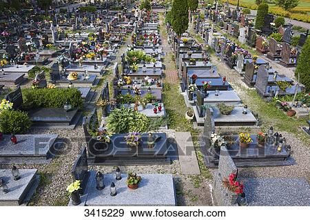 Stock Photo - Poland, Kartuzy, Cemetery, graves. Fotosearch