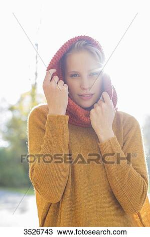 Portrait of a pretty blonde woman in park in autumn View Large Photo Image Stock Image - Portrait of a pretty blonde woman in park in autumn. Fotosearch